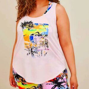 Torrid Active Palm Tree Pink Tank 2